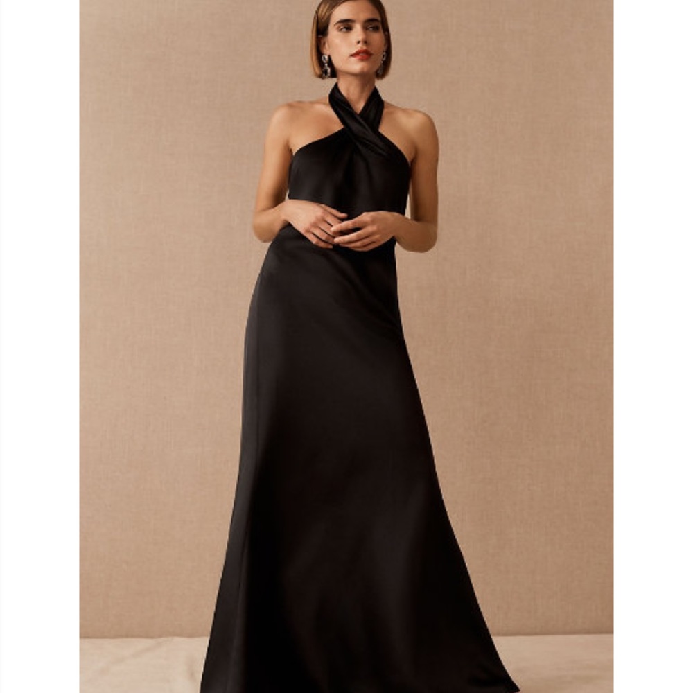 BHLDN Ruby Satin Charmeuse Dress Black